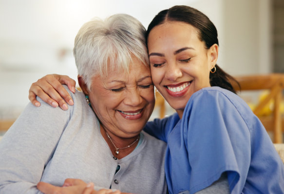 caregiver checking senior man